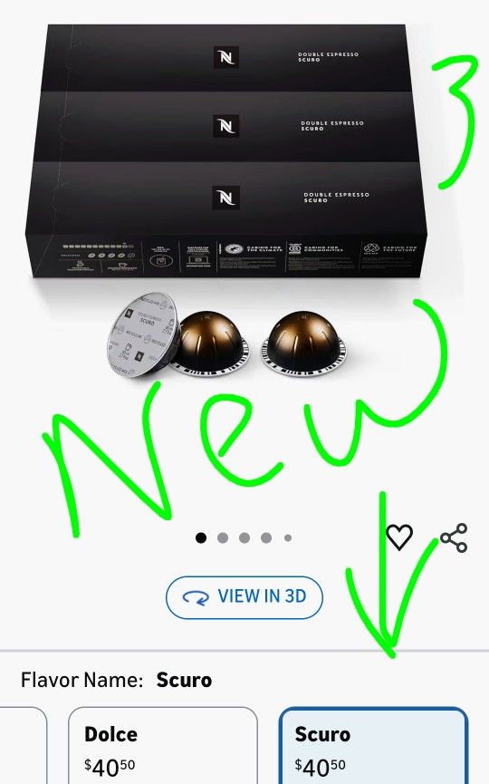 Nespresso Single Serve Coffee Capsules Double Espresso Scuro 3 Packs New