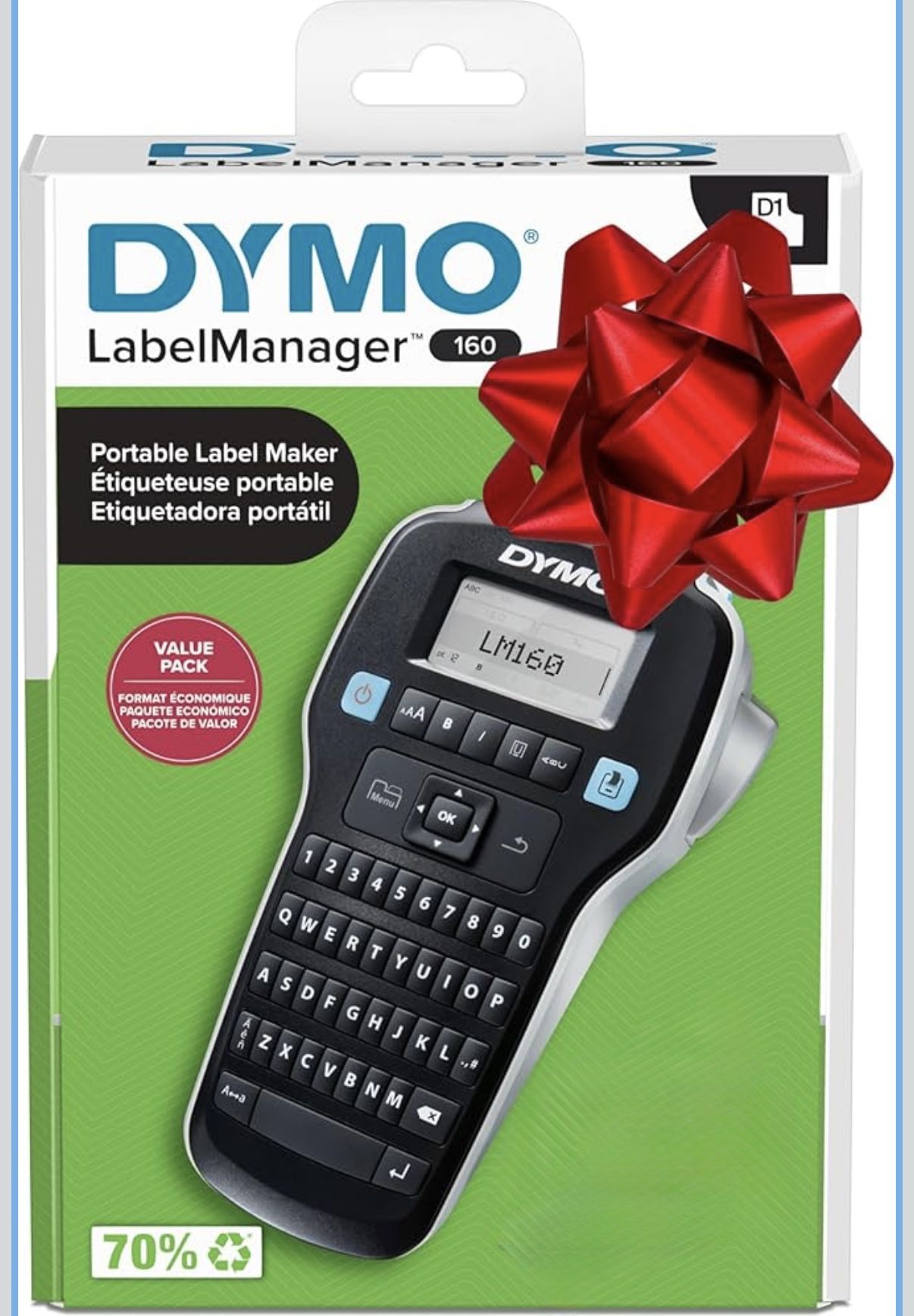 DYMO LabelManager 160 Portable Label Maker Bundle, Easy-to-Use, One-Touch Smart Keys, QWERTY Keyboard, Large Display, For Home & Office Organization,