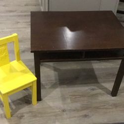 Child’s Wooden Table And Chair
