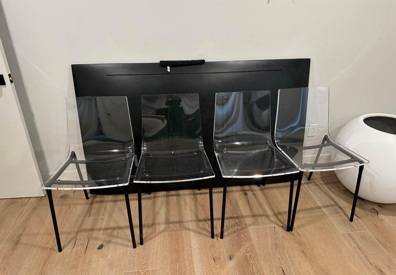 CB2 CHIARO CLEAR DINING CHAIRS $175/each
