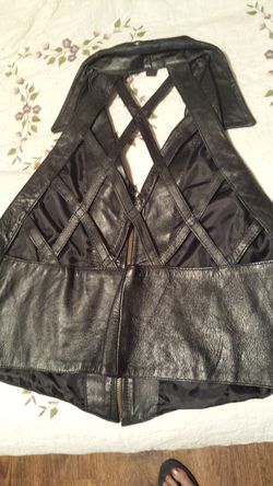 Leather halter top, sz large