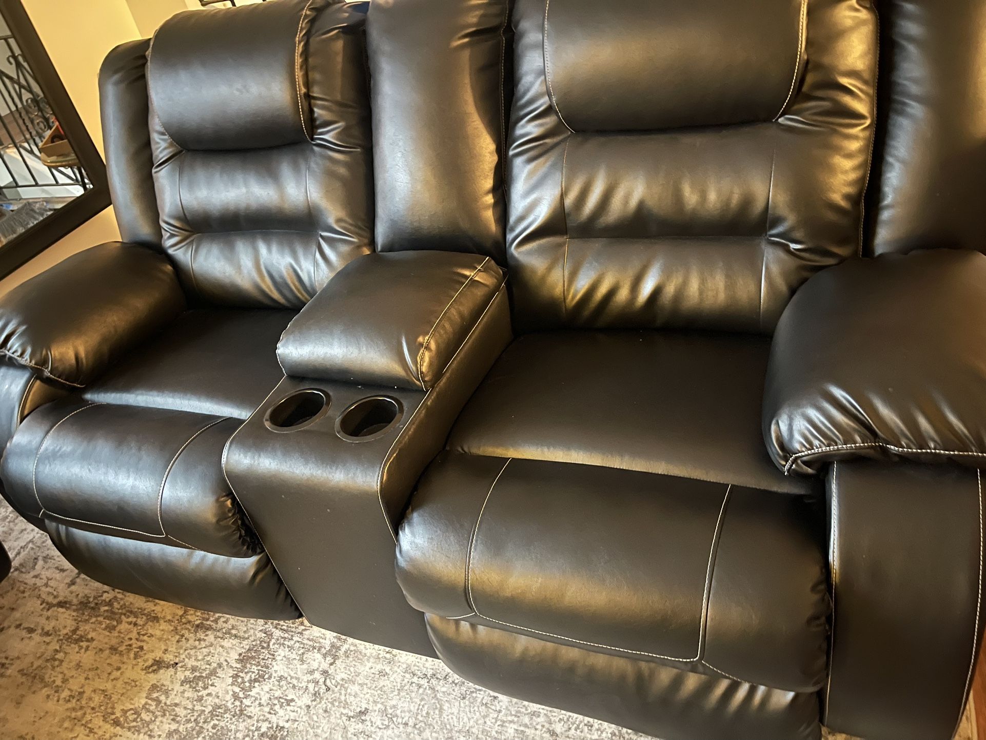 Leather Reclining Couch & Loveseat Set - $1000 (Pickup Required)