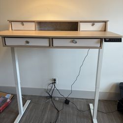 White adjustable standing desk