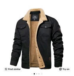Men's Black Sherpa-Lined Outdoor Jacket