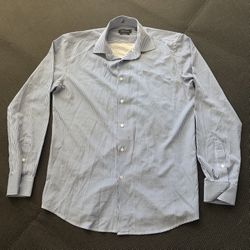 Nautica Men’s Button-Down Slim Fit Shirt, Size Medium, Blue Checkered