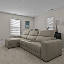 Nevio 3pc Ivory Leather Sofa