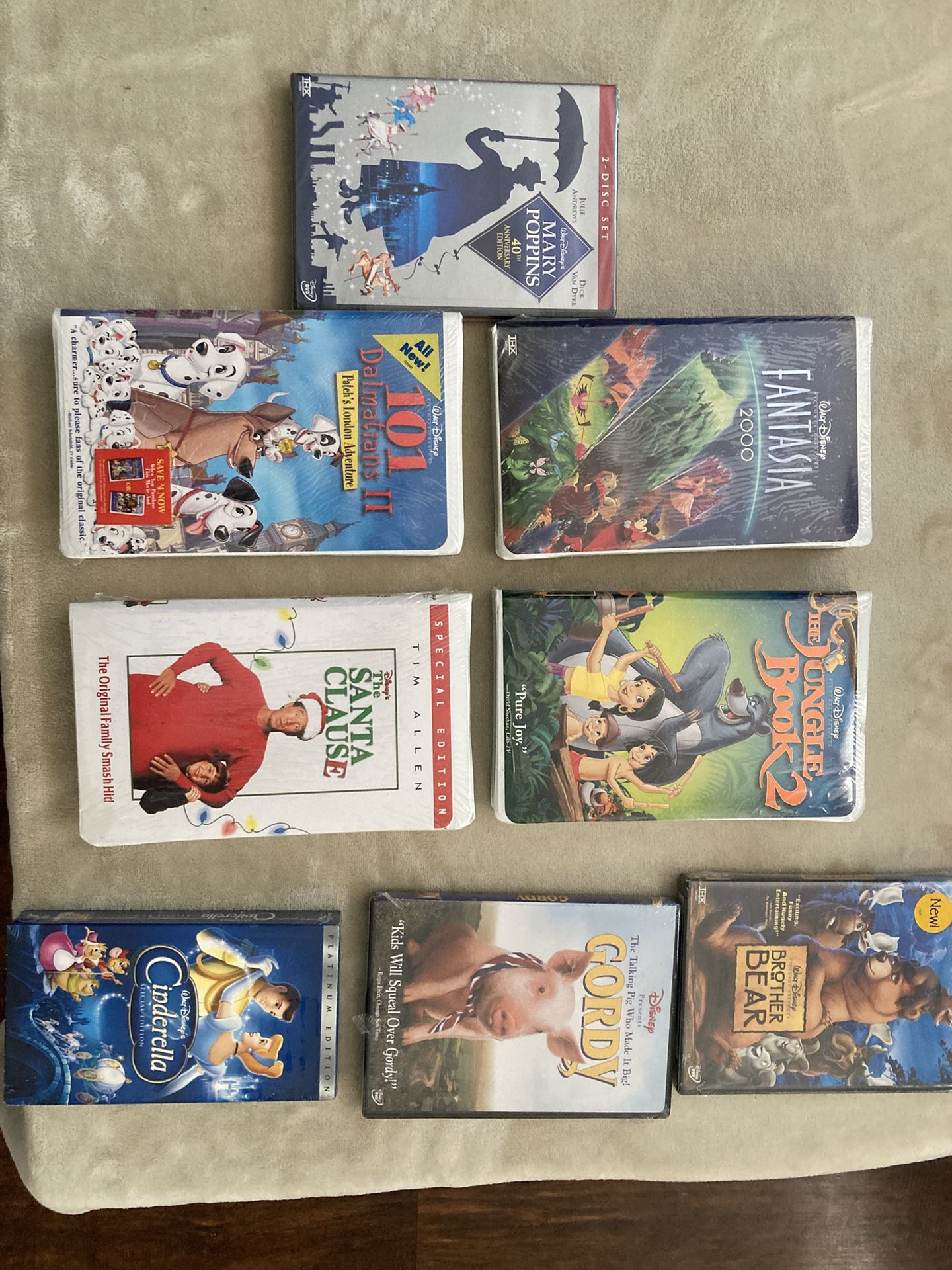 Disney (8) Movies Lot Of New Sealed VHS And DVDs