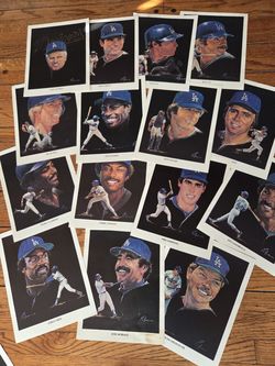 Vintage 1980s Dodgers legends portraits by Nicolas volpe 8"1/2×11" $15 each