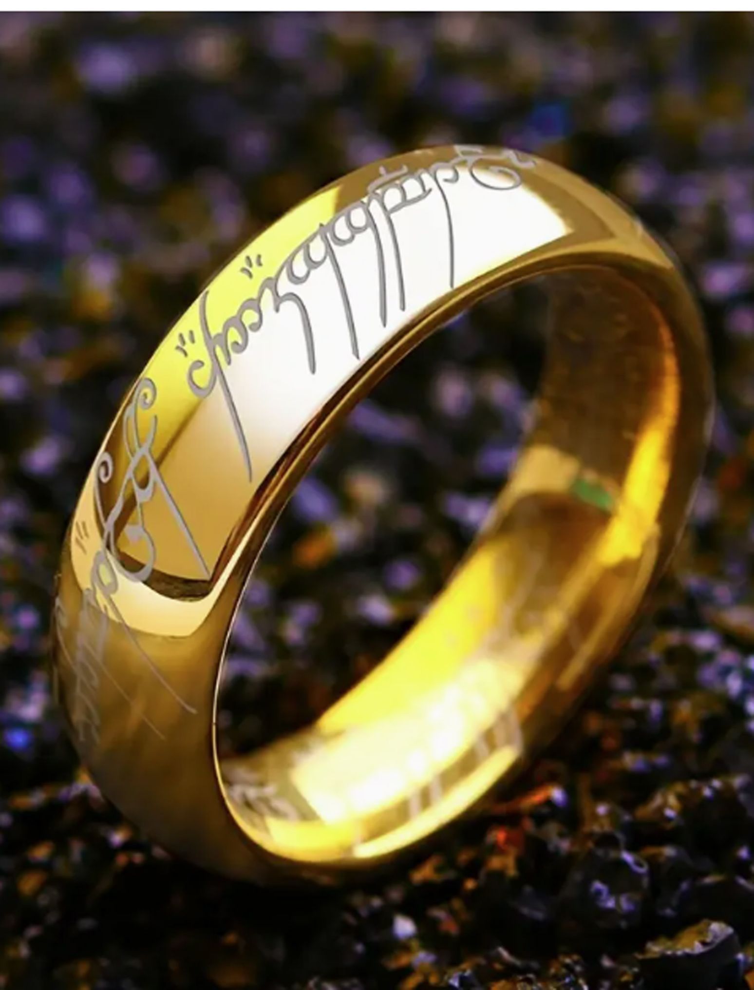 Lord Of The Rings Gold Plated Ring 6mm Size 7 Or 6