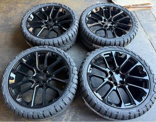 24'' Wheels fit Escalade 2146 Black 33'' Tires Silverado Sierra Yukon Tahoe Rims