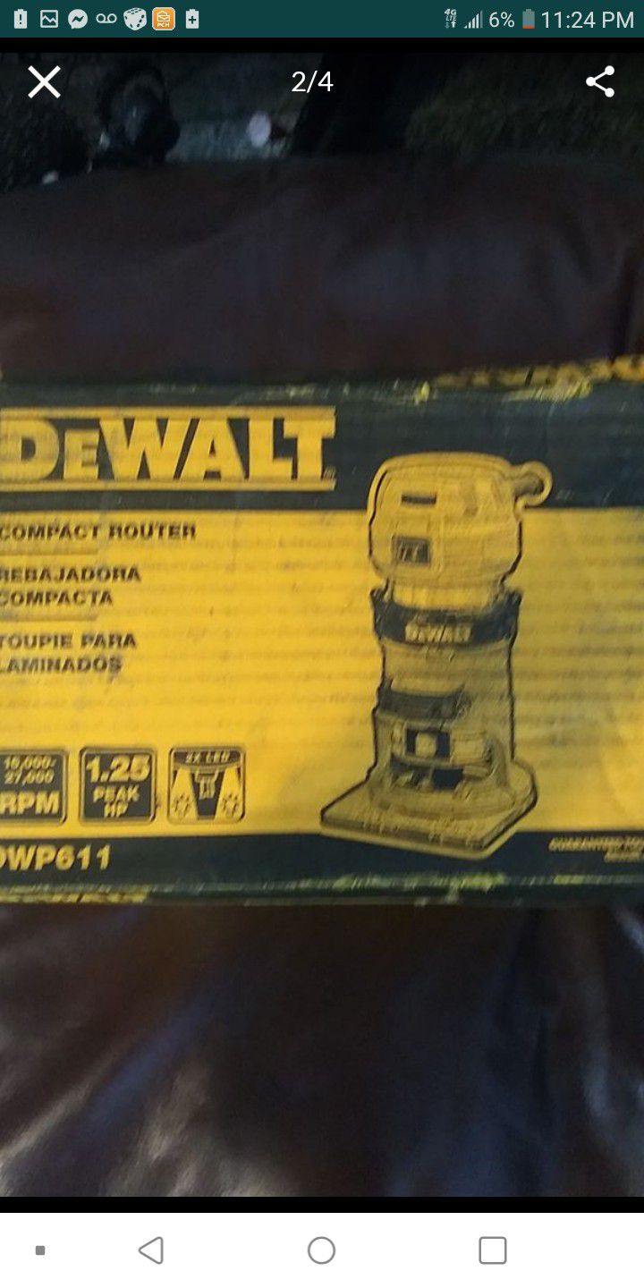 Dewalt compact router in excellent condition like new used once I'm asking 110 cash money to take home