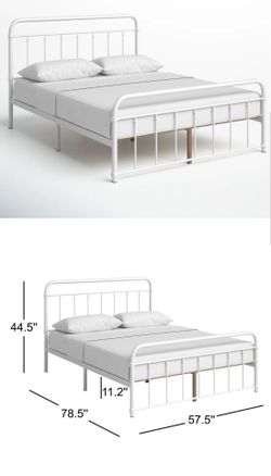 Full size white metal bed