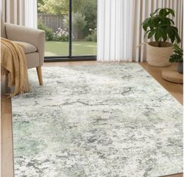 5 x 7 Machine Washable Abstract Distressed Area Rug