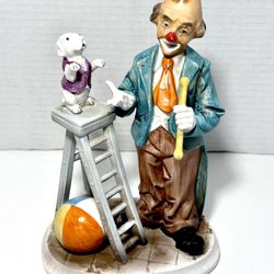 Vintage Allied Clown with Dog on Ladder Trick Porcelain Figurine