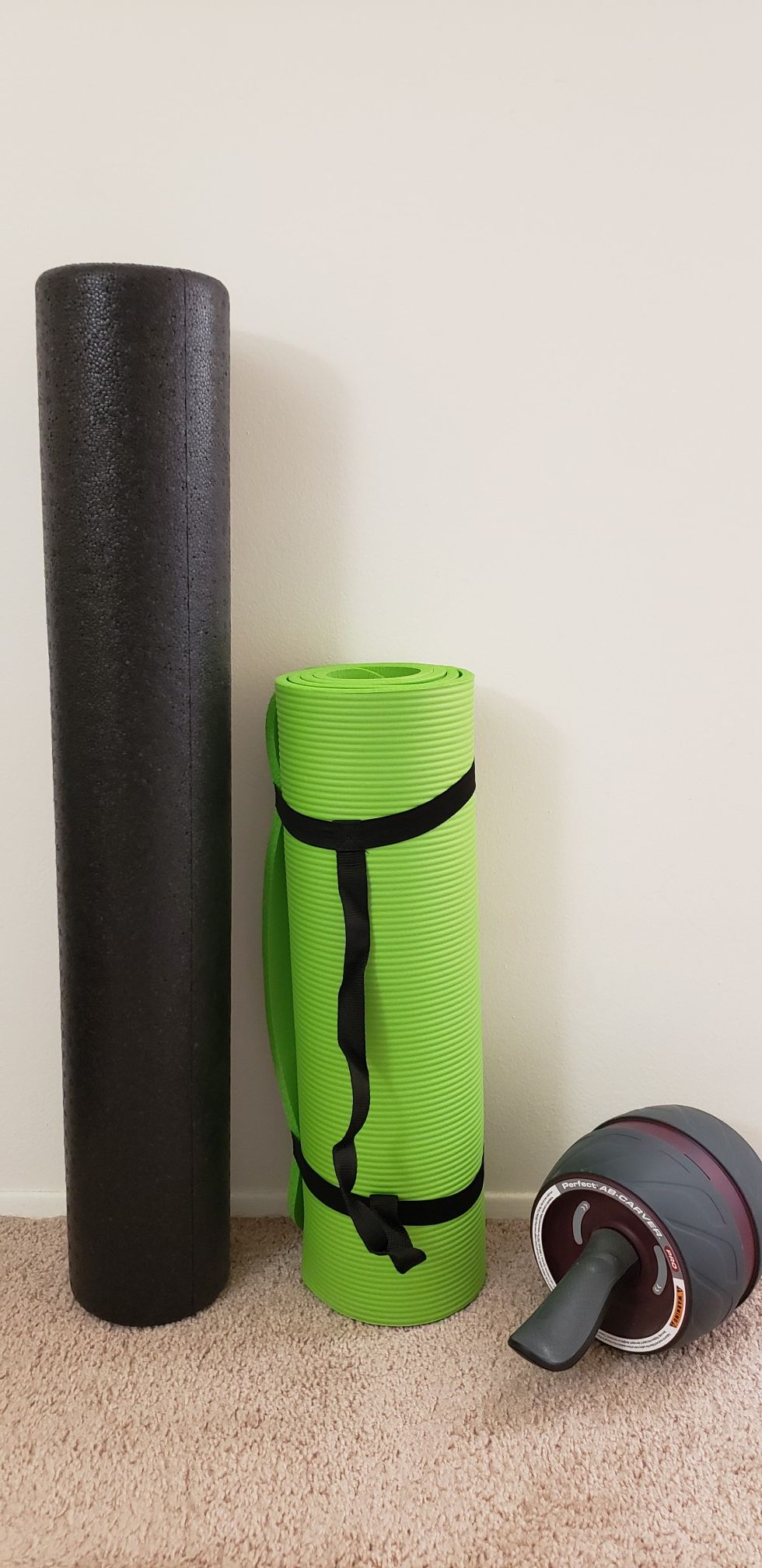 Half Inch Yoga Mat, Ab Roller, 36 inch High density Round Foam Roller