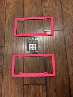 Pink license plate frames & tire caps