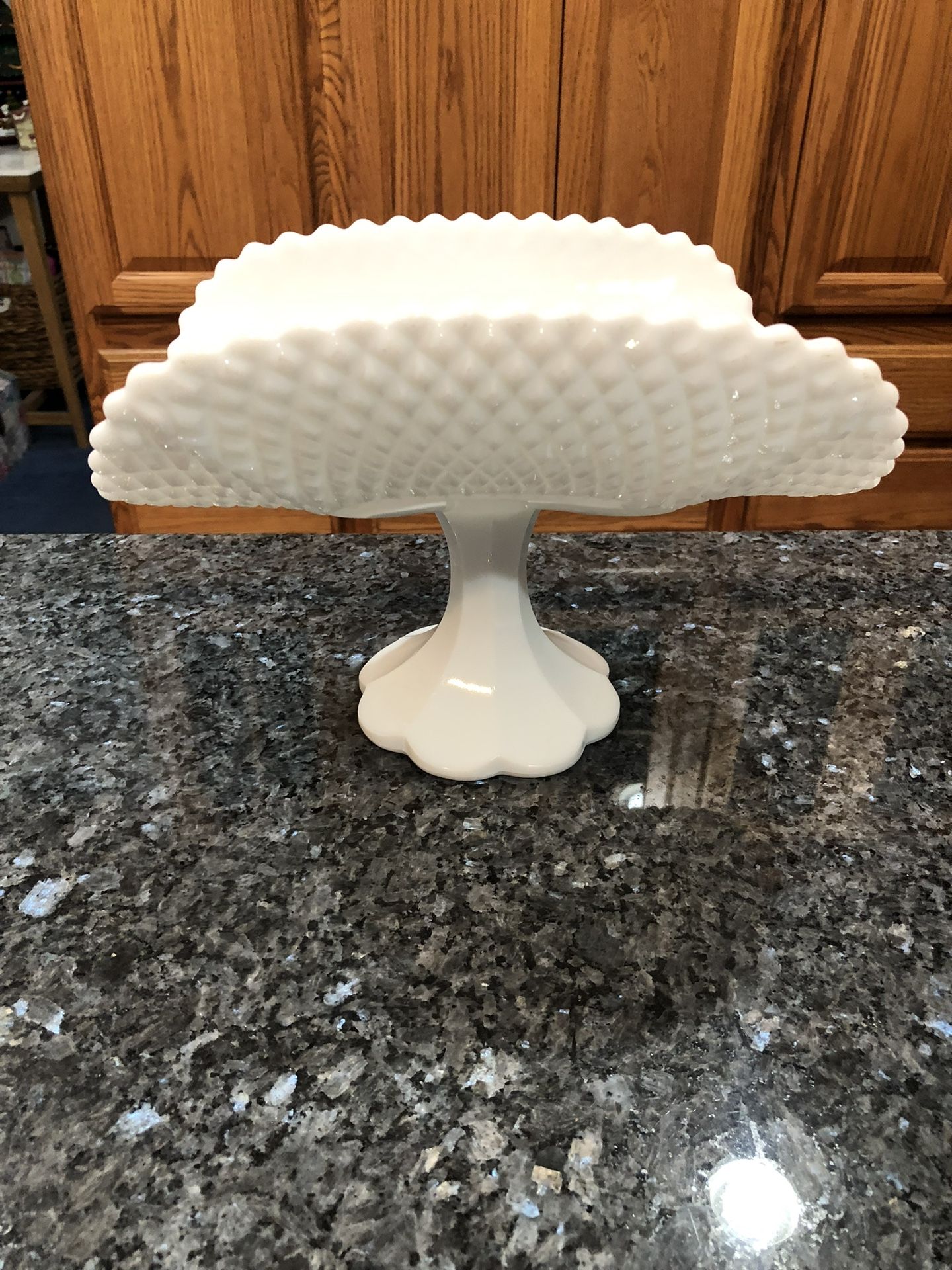 Milk Glass Hobnail Footed Curved Bowl Fruit Bowl.  Preowned Excellent Condition 