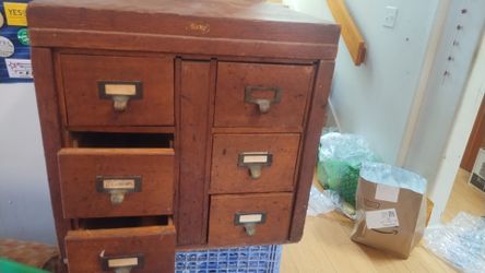 Antique real wood library card catalog case