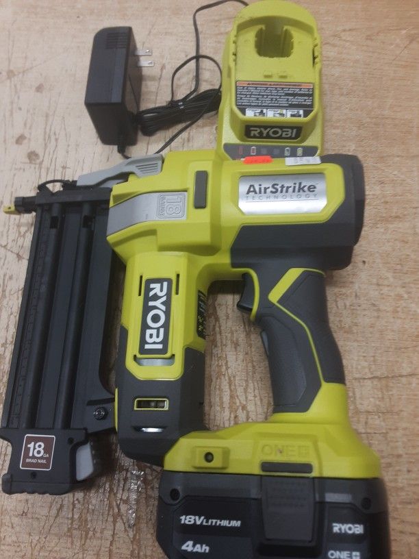 RYOBI
ONE+ 18V 18-Gauge Cordless AirStrike Brad Nailer with 4.0 Ah Battery and Charger