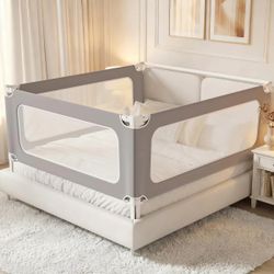 Gray Bed Rail Guard with Mesh Panels