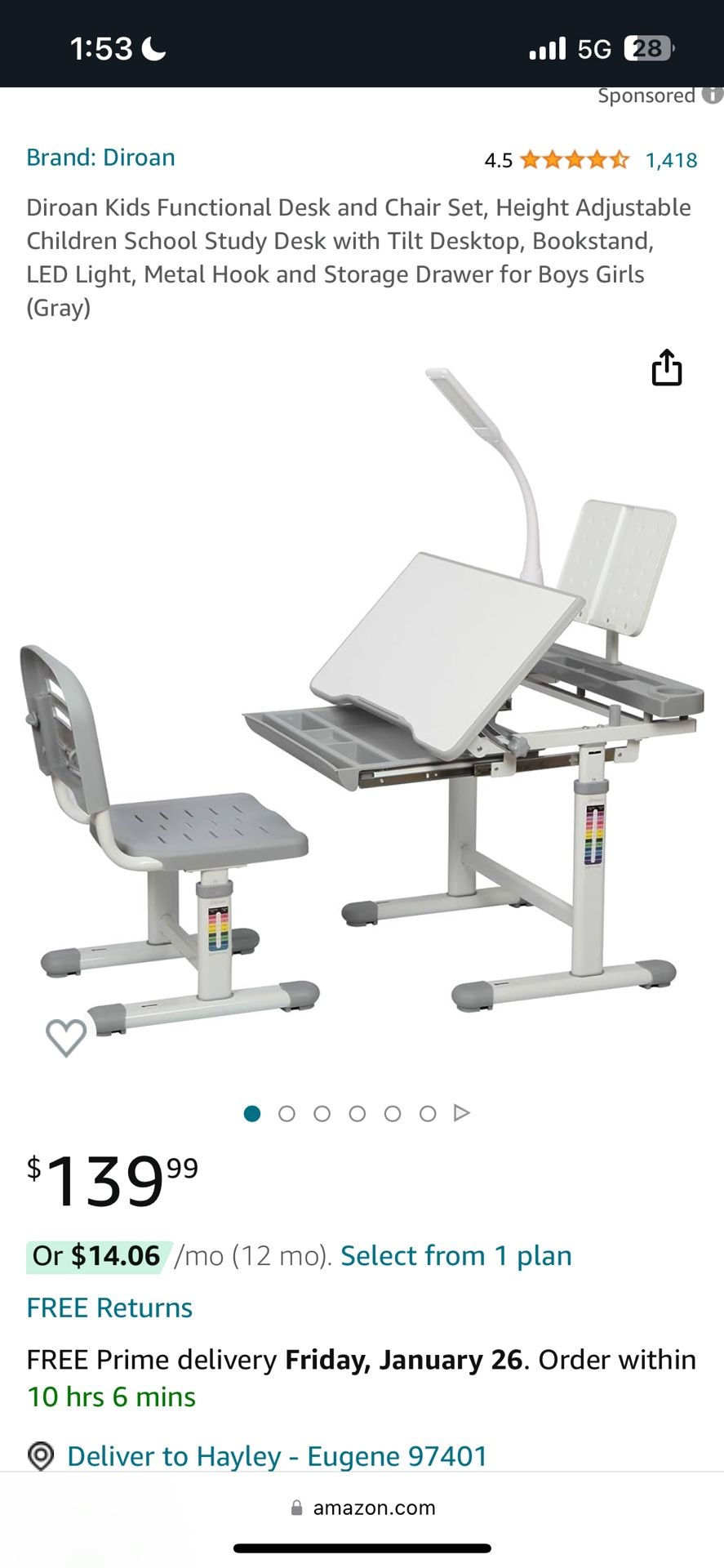 Adjustable Children’s Desk With Adjustable Chair