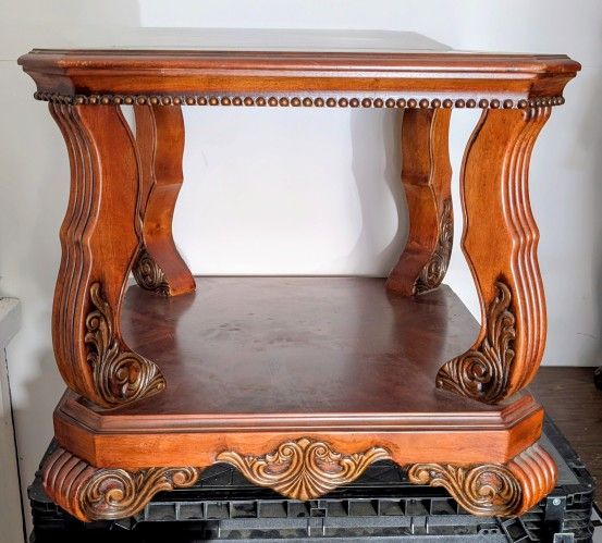 Vintage Gordon's Fine Furniture Square End Table with Marble Top