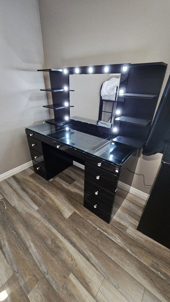 Gourges Vanity 9 Drawers W/ LED MIRROR & 2 Shelves $899 