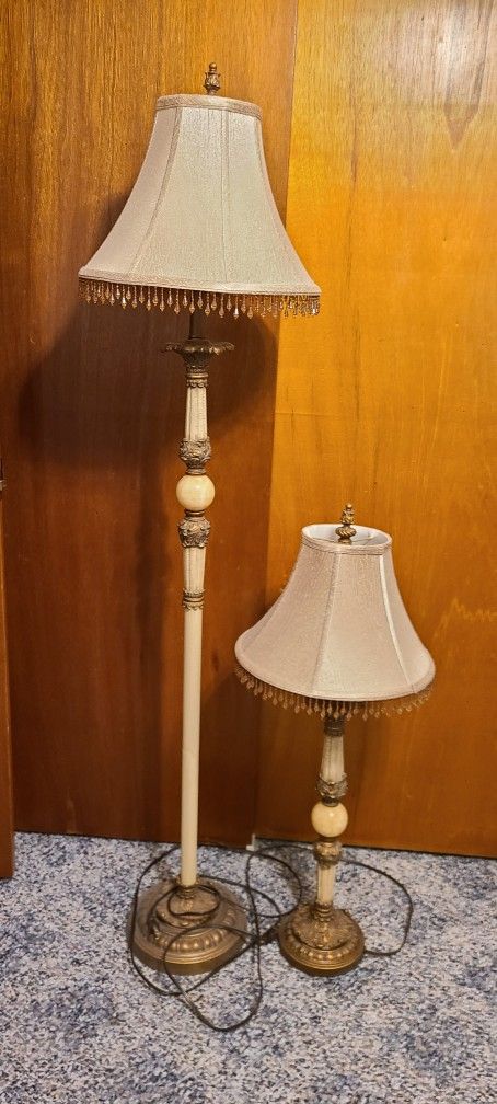 Vintage Berman 3-Way Lamp Set - Beaded Shades
