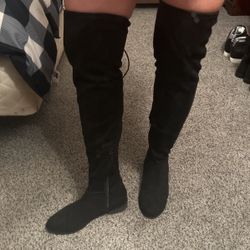 Black  Suede Leather  Boots 