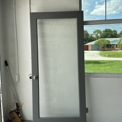 Glass Indoor Grey Door 3’ X 6 ‘ + Frame