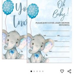 Elephant Baby Shower Boy Invitations 