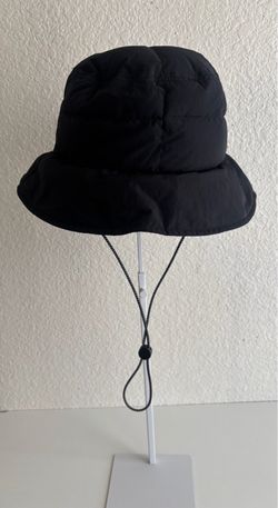 Black quilted bucket hat with adjustable chin cord-new