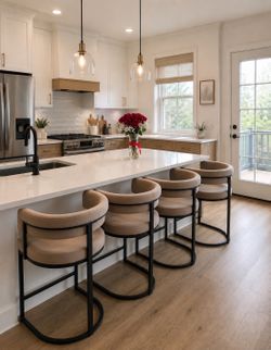 Bar Stools Set of 4 for Kitchen Counter, 26" Bar Chairs with Back, Modern Height Island Barstools, Upholstered Breakfast Stools for Dining Room, Cafe,