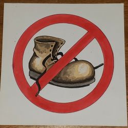 Vintage Hand Drawn No Shoes/Boots Sign