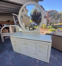 Large dresser with mirror cream color