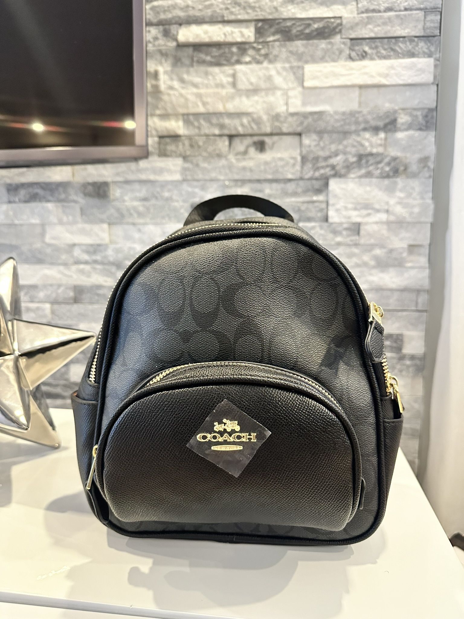 Coach Court Backpack In Black Signature Canvas