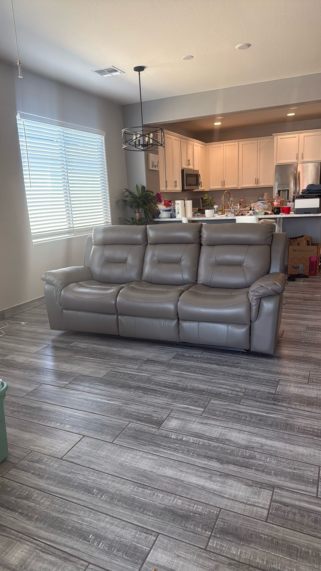 New Grey Leather Reclining Couches
