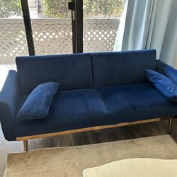 Blue Velvet Couch / Futon 