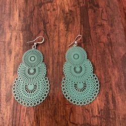 Boho Metal Turquoise Color Ear Rings 