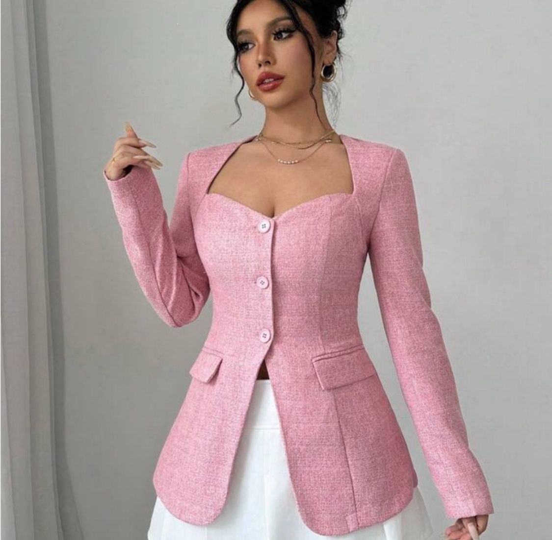 Pink Button Down Blazer