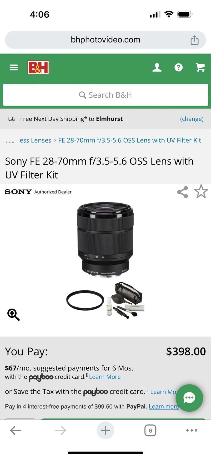 Sony FE 28-70 f/3.5-5.6 OSS Lens with cap and lens Hood 