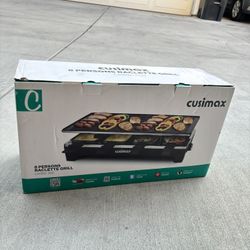 NEW Raclette Table Grill, CUSIMAX Indoor Grill Electric Grill, Portable Korean BBQ Grill with 2 in 1 Reversible Non-stick Plate & Natural Grill Stone,