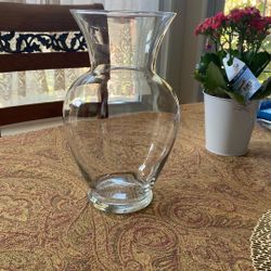 Glass Flower Vase, 11" Tall