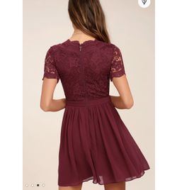 Lulus Angel in Disguise Burgundy Lace Skater Dress Size M Thumbnail