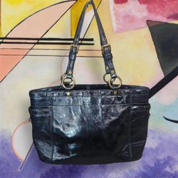 COACH BLACK PATENT LEATHER F0(contact info removed)0 RIBBON DETAIL EXCELLENT CONDITION