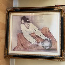 Beautiful Large Vintage Art Print – Ornate Antique-Style Gold Frame – 3’ x 2.5’