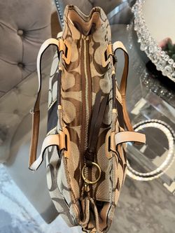 Coach Purse No. J1126-18967 Brown & Gold Handbag Hobo Jacquard