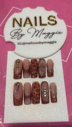 Long Square Press Ons Nails