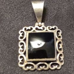 Elegant Black Onyx and Sterling Silver Pendant