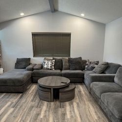 Blue Grey And Dark Grey Sectionals Couch (READ DESCRIPTION‼️)